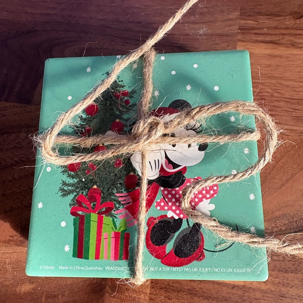 Disney Mickey Mouse Holiday Coasters - Green and Red